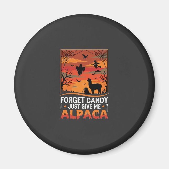 Halloween Alpaca Forget Candy Spooky Vector Design Magnet (Front)