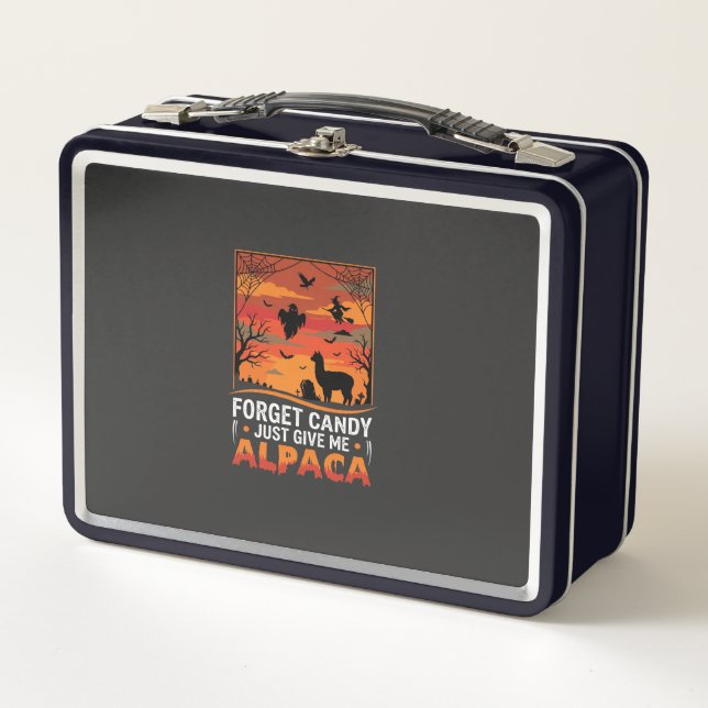 Halloween Alpaca Forget Candy Spooky Vector Design Metal Lunch Box (Front)