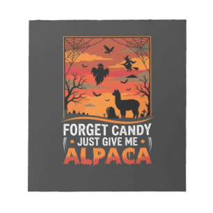 Halloween Alpaca Forget Candy Spooky Vector Design Notepad