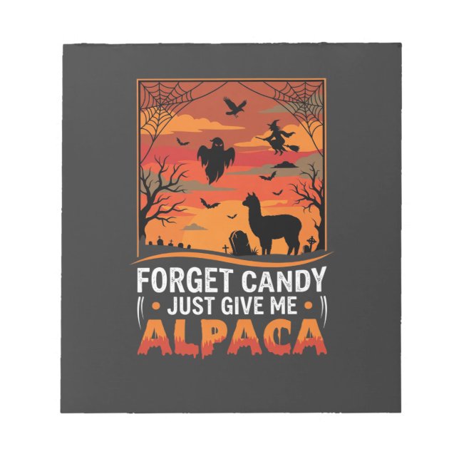 Halloween Alpaca Forget Candy Spooky Vector Design Notepad (Front)