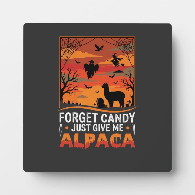 Halloween Alpaca Forget Candy Spooky Vector Design Plaque (Front)