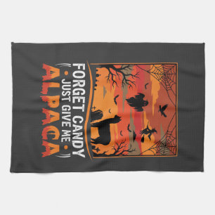 Halloween Alpaca Forget Candy Spooky Vector Design Tea Towel