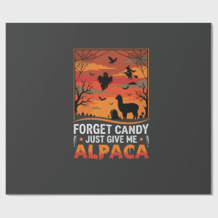 Halloween Alpaca Forget Candy Spooky Vector Design Wrapping Paper