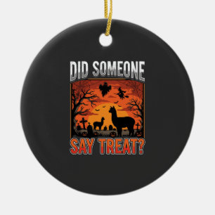 Halloween Alpaca Graveyard Did Someone Say Treat D Ceramic Tree Decoration
