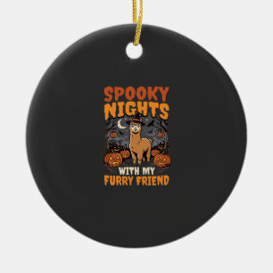 Halloween Alpaca Night Ceramic Tree Decoration