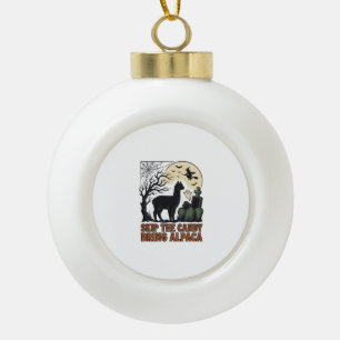 Halloween Alpaca Shirt Cute Spooky Vintage Animal Ceramic Ball Christmas Ornament