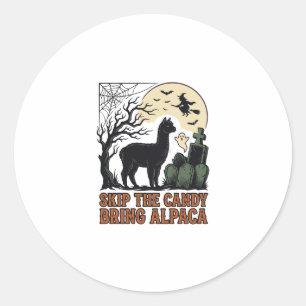 Halloween Alpaca Shirt Cute Spooky Vintage Animal  Classic Round Sticker