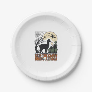 Halloween Alpaca Shirt Cute Spooky Vintage Animal Paper Plate