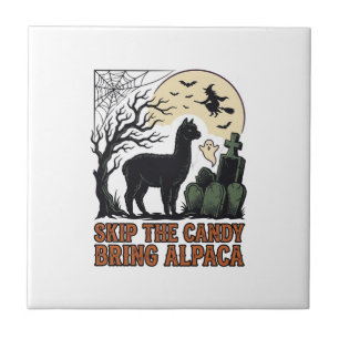 Halloween Alpaca Shirt Cute Spooky Vintage Animal Tile