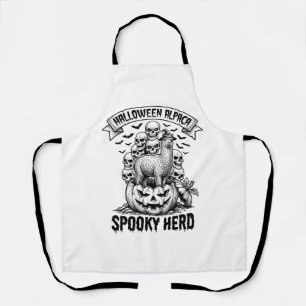 Halloween Alpaca Shirt Vintage Skull Pumpkin Desig Apron