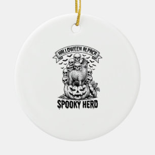 Halloween Alpaca Shirt Vintage Skull Pumpkin Desig Ceramic Tree Decoration