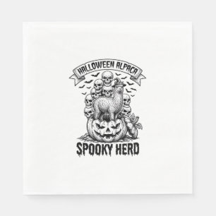 Halloween Alpaca Shirt Vintage Skull Pumpkin Desig Napkin