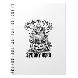 Halloween Alpaca Shirt Vintage Skull Pumpkin Desig Notebook