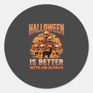 Halloween Alpaca Skull Pile Retro Horror Design Classic Round Sticker