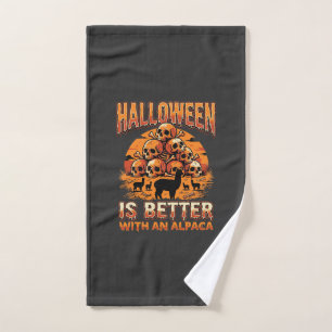 Halloween Alpaca Skull Pile Retro Horror Design Hand Towel
