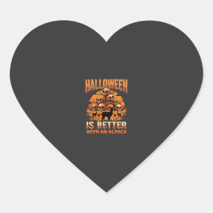 Halloween Alpaca Skull Pile Retro Horror Design Heart Sticker