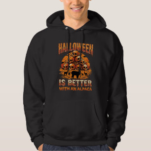 Halloween Alpaca Skull Pile Retro Horror Design Hoodie