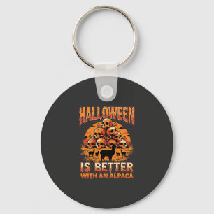 Halloween Alpaca Skull Pile Retro Horror Design Key Ring