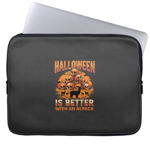 Halloween Alpaca Skull Pile Retro Horror Design Laptop Sleeve