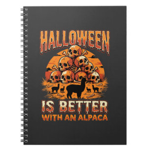 Halloween Alpaca Skull Pile Retro Horror Design Notebook