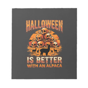 Halloween Alpaca Skull Pile Retro Horror Design Notepad