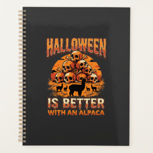 Halloween Alpaca Skull Pile Retro Horror Design Planner
