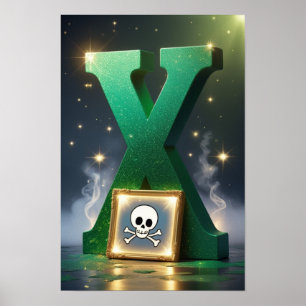Halloween Alphabet Kids ABC Letter X Poster