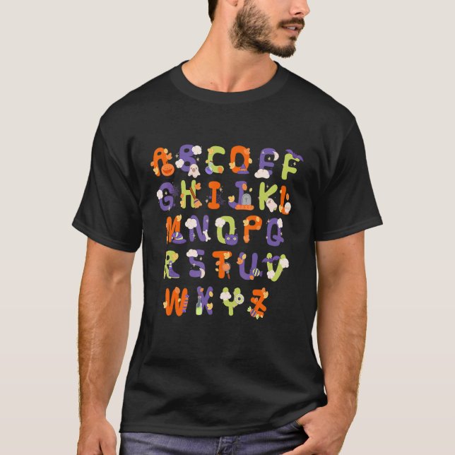 Halloween Alphabet Lazy Halloween Costume Teacher  T-Shirt (Front)