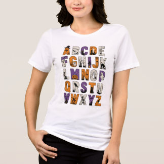 Halloween Alphabet T-Shirt, Spooky ABC Letters Tri-Blend Shirt