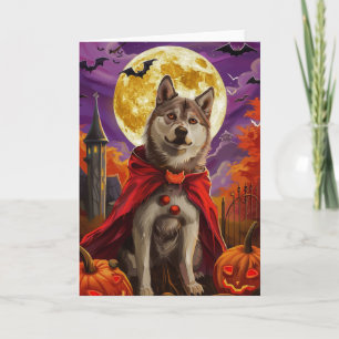 Halloween American Akita Vampire Pumpkins Scary Card
