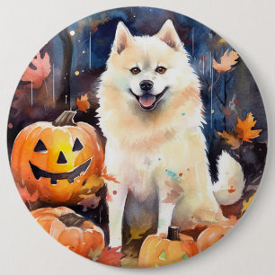 Halloween American Akita With Pumpkins Scary 6 Cm Round Badge