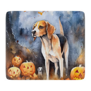 Halloween American English Foxhound With Pumpkins Cutting Board