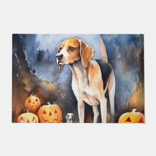 Halloween American English Foxhound With Pumpkins Doormat
