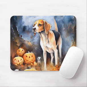 Halloween American English Foxhound With Pumpkins Mouse Mat