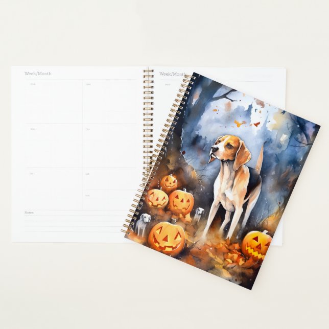Halloween American English Foxhound With Pumpkins Planner (Display)