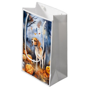 Halloween American English Foxhound With Pumpkins Small Gift Bag