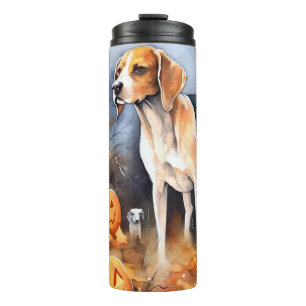 Halloween American English Foxhound With Pumpkins Thermal Tumbler