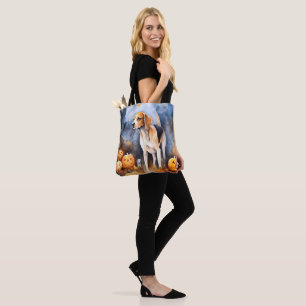 Halloween American English Foxhound With Pumpkins Tote Bag