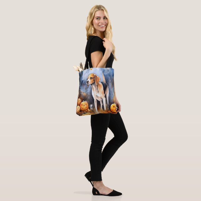 Halloween American English Foxhound With Pumpkins Tote Bag (On Model)