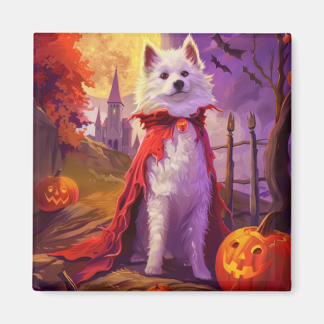 Halloween American Eskimo Pumpkins Scary Magnet (Front)