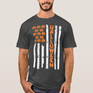 Halloween American Flag Pumpkin USA T-Shirt