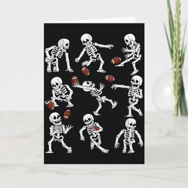 Halloween American Football Skeletons Funny Men Bo Card (Front)