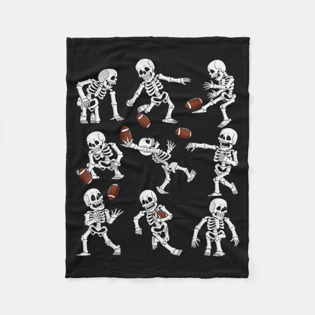 Halloween American Football Skeletons Funny Men Bo Fleece Blanket (Front)