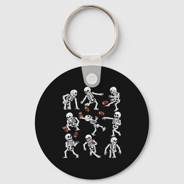 Halloween American Football Skeletons Funny Men Bo Key Ring (Front)
