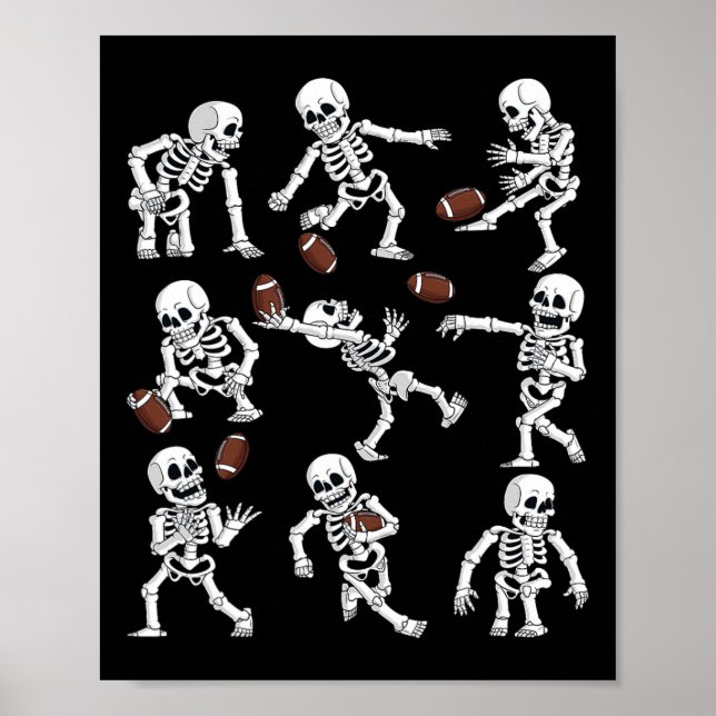 Halloween American Football Skeletons Funny Men Bo Poster (Front)