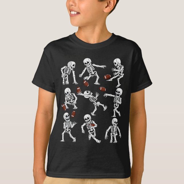 Halloween American Football Skeletons Funny Men Bo T-Shirt (Front)
