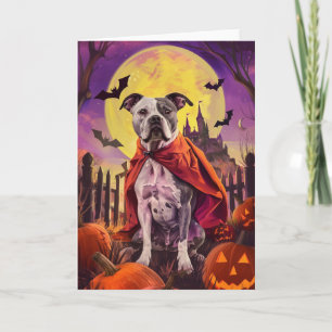 Halloween American Staffordshire Pumpkins Scary Card