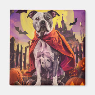 Halloween American Staffordshire Pumpkins Scary Magnet