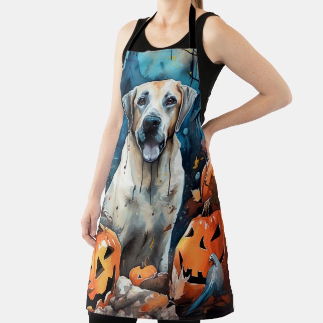Halloween Anatolian Shepherd With Pumpkins Scary Apron (Insitu)