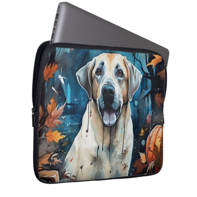 Halloween Anatolian Shepherd With Pumpkins Scary Laptop Sleeve (Front Right)